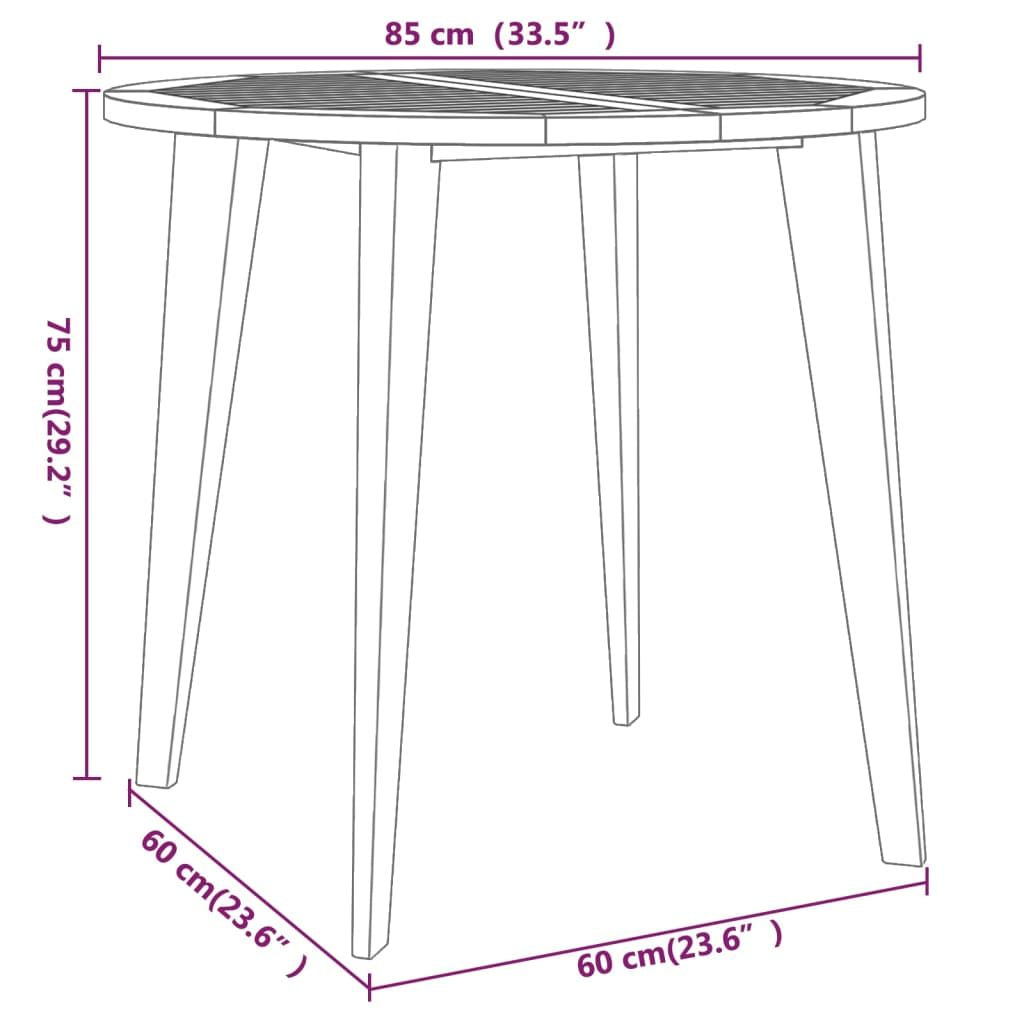 3 Piece Patio Dining Set Solid Wood Acacia